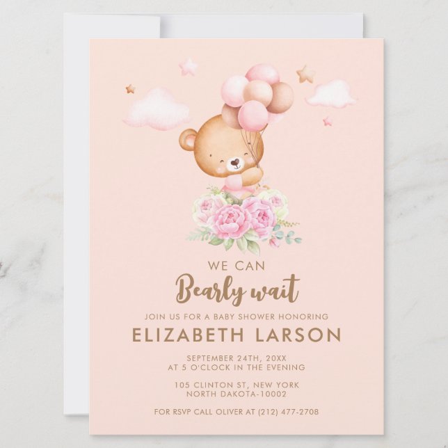 Convite Chá de fraldas de Espera de Abertura de Água (Frente)