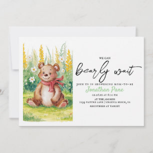 Convite Chá de fraldas de Espera de Aquarela de Urso Cónic