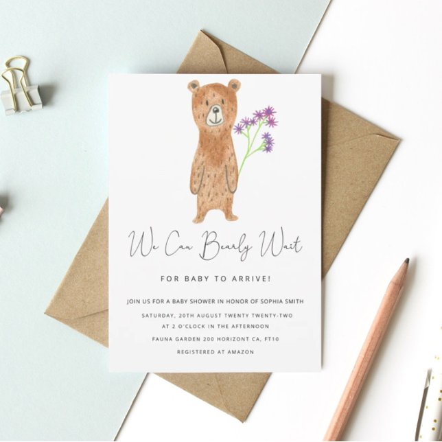 Convite Chá de fraldas de espera de ursinho (Criador carregado)