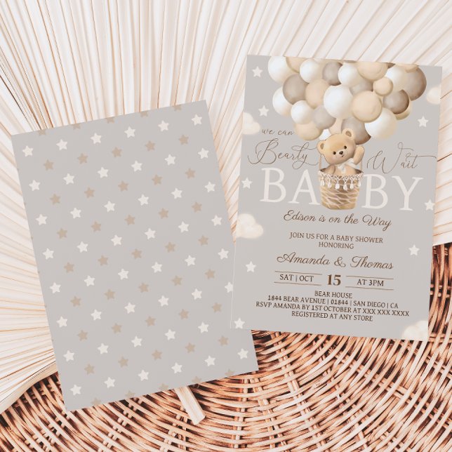 Convite Chá de fraldas de Espera do Balão de Ar Quente (Criador carregado)