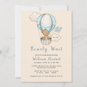 Convite Chá de fraldas de Espera do Garoto do Balão do Urs