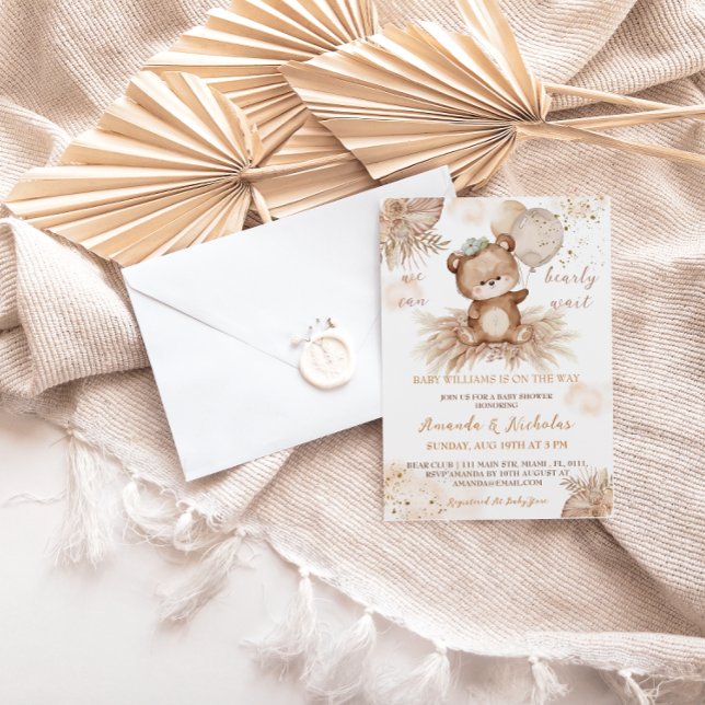 Convite Chá de fraldas de Espera do Urso (Criador carregado)