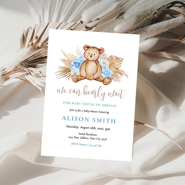 Convite Chá de fraldas De Espera Do Urso De Teddy (Criador carregado)