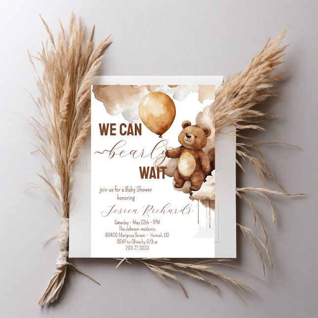 Convite Chá de fraldas de Espera do Urso dos Balões (Criador carregado)