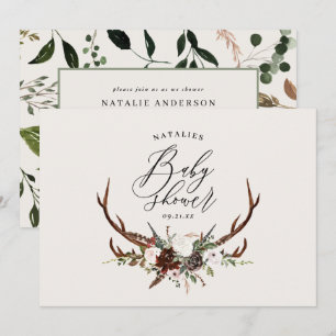 Convite Chá de fraldas de estábulo de guião botânico r