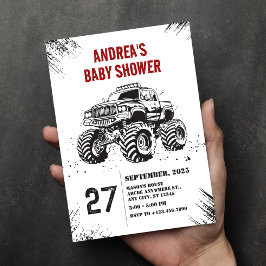Convite Chá de fraldas de estrada de monstro de caminhões