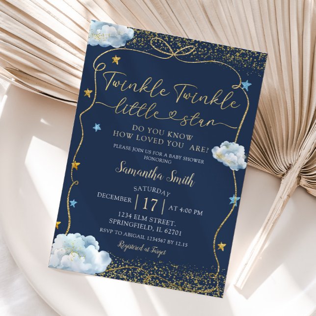 Convite Chá de fraldas de Estrelas Pequenas e Brilhantes (Criador carregado)