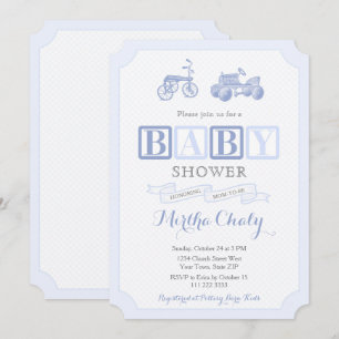 Convite Chá de fraldas de Eterno Antiquado Toys ABC Block