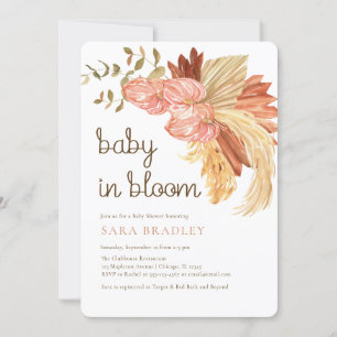 Convite chá de fraldas de eucalipto anthurium boho pampas