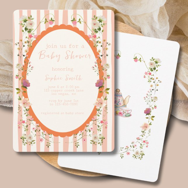 Convite Chá de fraldas de exaustão do Pastel Garden (Criador carregado)