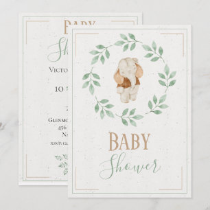 Convite Chá de fraldas de Extremo de Aquarela de Elefante
