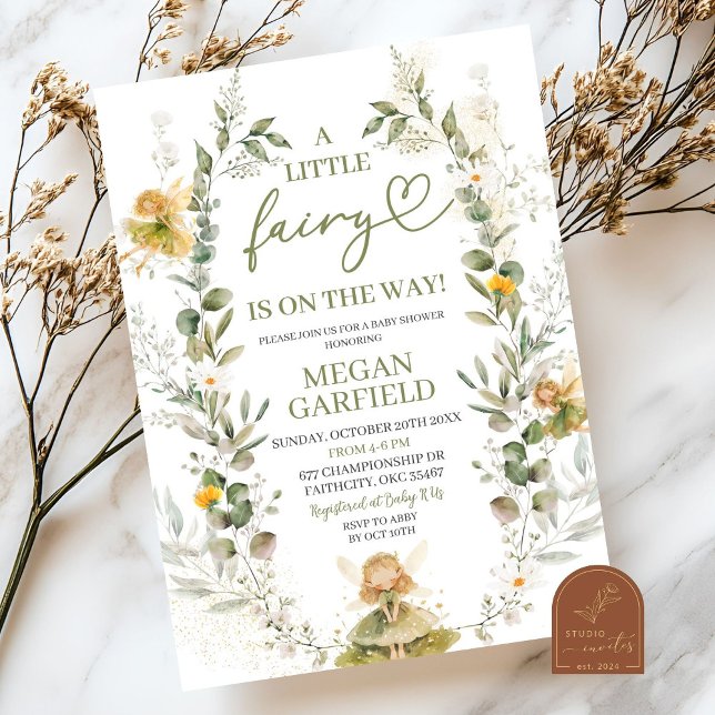 Convite Chá de fraldas de fada verde (Criador carregado)