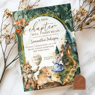 Convite Chá de fraldas de Fairytale do Livro Florestal Enc