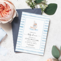 Chá de fraldas de faixa azul do urso de vela