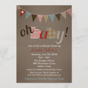 Convite Chá de fraldas de Faixa de Corte de Correspondênci