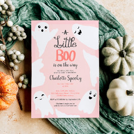 Convite Chá de fraldas de fantasmas rosa, dois fantasmas