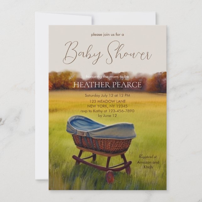 Convite Chá de fraldas de Fazenda de queda de aquarela da  (Frente)