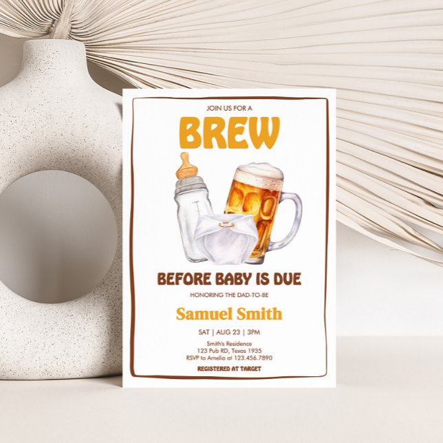 Convite Chá de fraldas de Festa de Fralda de Cerveja (Brewing Beer Diaper Party Baby Shower Invitation)