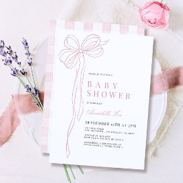 Convite Chá de fraldas de Fita de Arco Rosa Longo