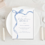 Convite Chá de fraldas de fita do Arco azul Brunch<br><div class="desc">Convite Brunch ao Chá de fraldas de Fita Azul Arco Este maravilhoso convite ao chá de fraldas adicionará apenas o toque perfeito de elegância ao seu evento.</div>