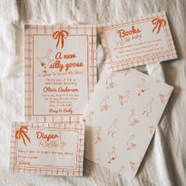 Convite Chá de fraldas de Fita Gingham Gingham de Ganso de