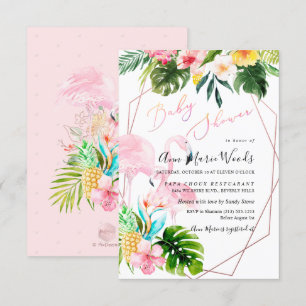 Convite Chá de fraldas de Flamingos de Blush PixDezines