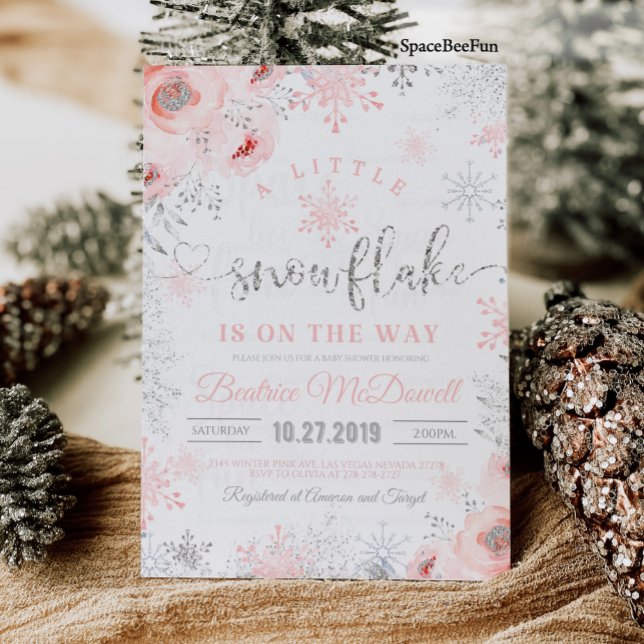 Convite Chá de fraldas de floco de neve Um Pequeno Floco d (Criador carregado)