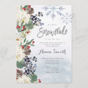 Convite chá de fraldas de flocos de neve de inverno de Pr