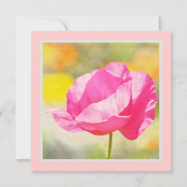 Convite Chá de fraldas de Flor Cor-de-Rosa (Frente)