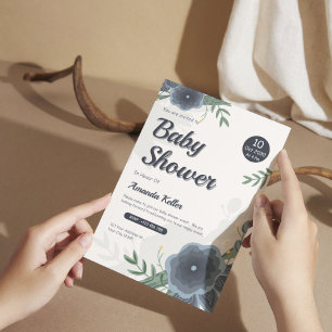 Convite Chá de fraldas de Flor de Aquarela