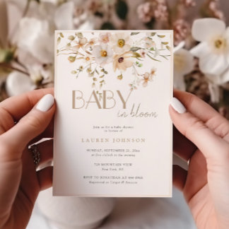 Convite Chá de fraldas de Flor Elegante