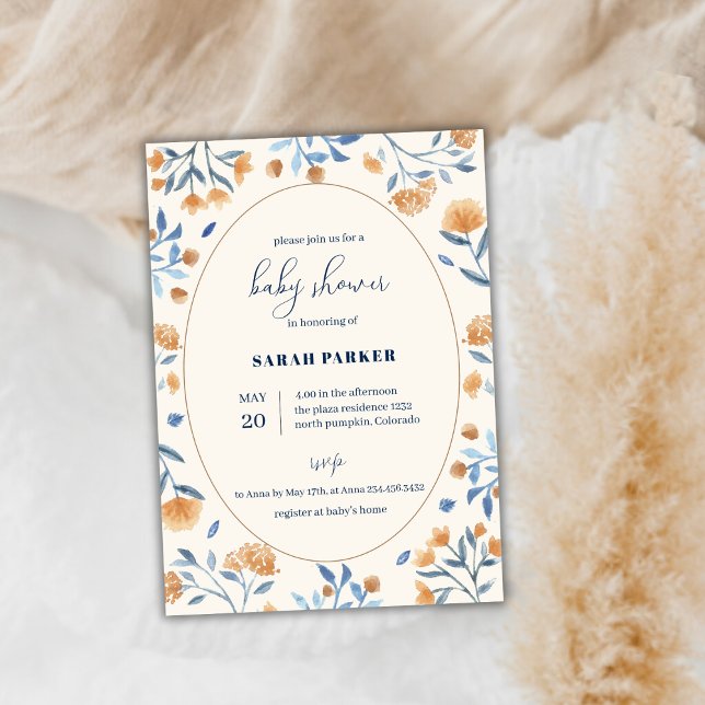 Convite Chá de fraldas de flor selvagem (Watercolor Wildflower Boho Baby Shower Invitation)