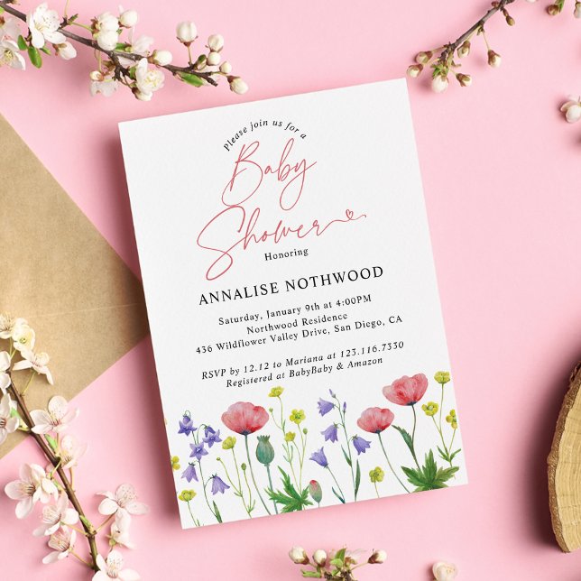 Convite Chá de fraldas de flor selvagem (Criador carregado)