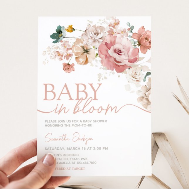 Convite Chá de fraldas de flor selvagem (Summer Floral Baby Shower Invitation)