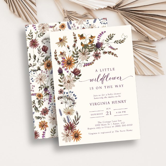 Convite Chá de fraldas de flor selvagem (Wildflower Boho Baby Shower Invitation
)