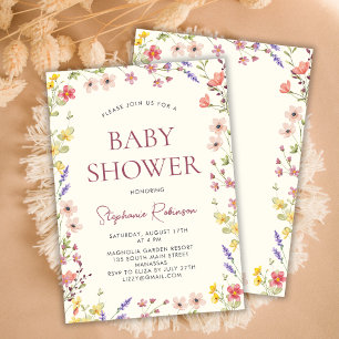 Convite Chá de fraldas de Flor Selvagem Bohemian Delicate
