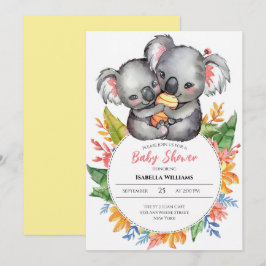 Convite Chá de fraldas de flor selvagem de Koalas
