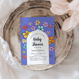 Convite Chá de fraldas de Flor Whimsical - Pêssego e Paste