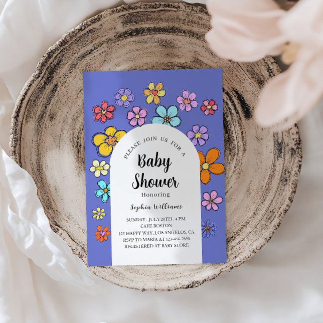 Convite Chá de fraldas de Flor Whimsical - Pêssego e Paste (Criador carregado)