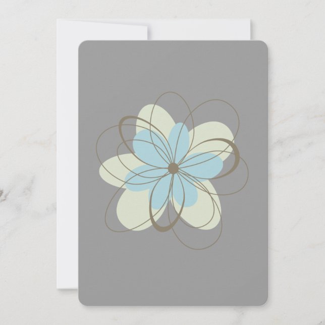 Convite Chá de fraldas de Flores Azul (Frente)