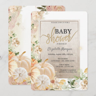 Convite Chá de fraldas de Flores Chic Autumn Pumpkins