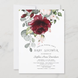 Convite Chá de fraldas de Flores de Aquarela Rosa-Blush Bu