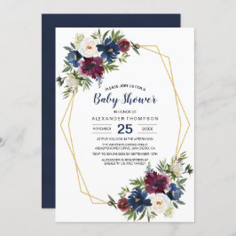 Convite Chá de fraldas de Flores de Marinho da Borgonha Ge