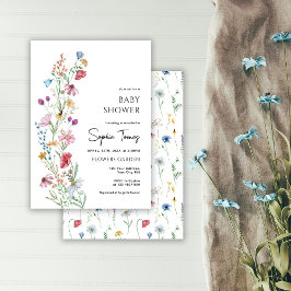 Convite Chá de fraldas de flores silvestres