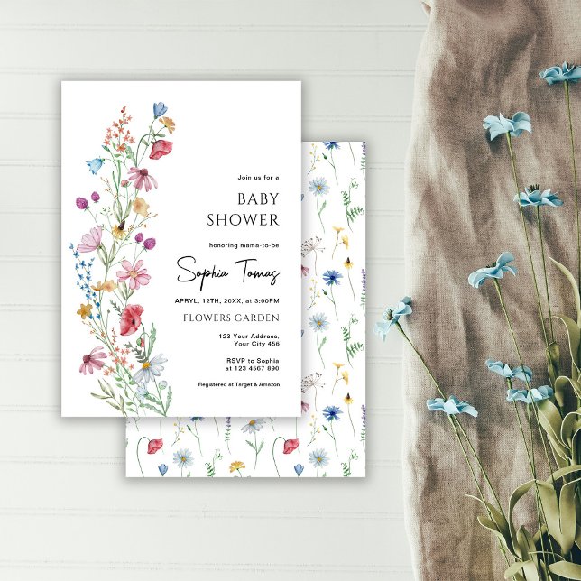 Convite Chá de fraldas de flores silvestres (Criador carregado)
