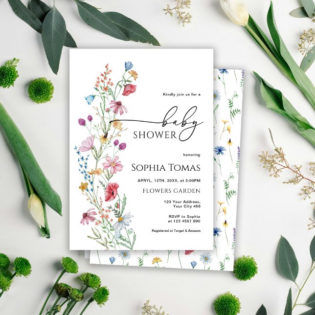 Convite Chá de fraldas de flores silvestres (Criador carregado)