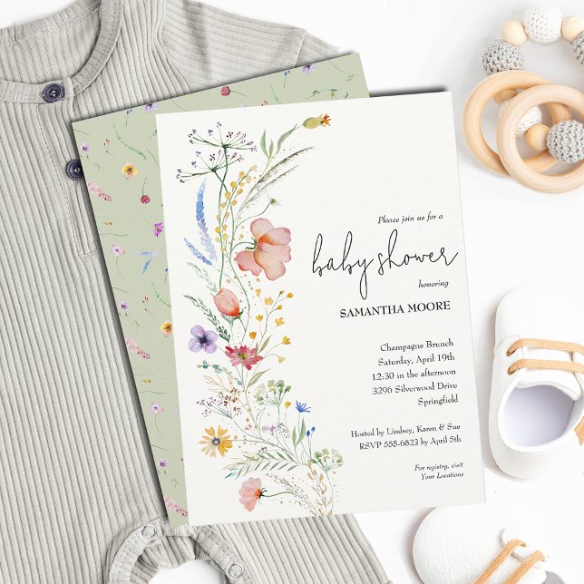 Convite Chá de fraldas de flores silvestres (Criador carregado)