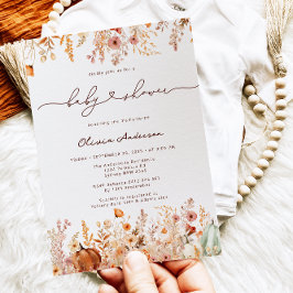 Convite Chá de fraldas de flores silvestres de abóbora