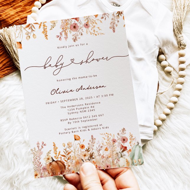 Convite Chá de fraldas de flores silvestres de abóbora (Criador carregado)