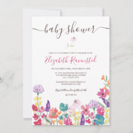 Convite Chá de fraldas de flores silvestres secas, prensad